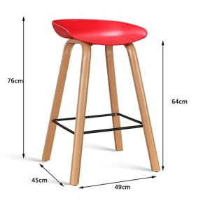 Tabouret  de bar en plastique avec pieds en bois massif