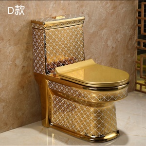 WC en céramique plaqué avec de l'or, désodorisant et silencieux
