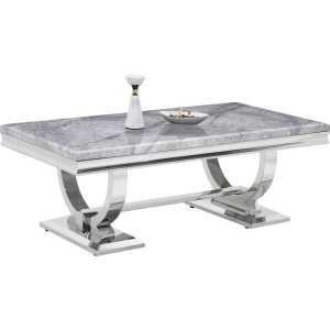 Table basse en acier inoxydable et marbre