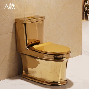 WC en céramique plaqué avec de l'or, désodorisant et silencieux