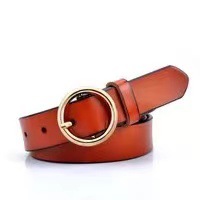 Ceinture en cuir véritable pour femmes avec boucle ronde en alliage