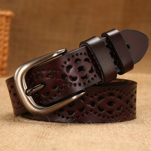 Ceinture en cuir véritable pour femmes avec boucle à aiguille