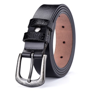 Ceinture en cuir véritable pour femme avec boucle aiguille en alliage