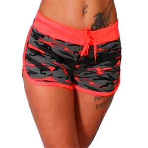 Shorts de sport camouflage en coton mélangé pour femmes