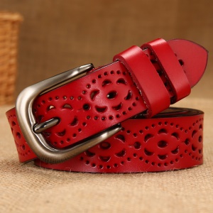 Ceinture en cuir véritable pour femmes avec boucle à aiguille
