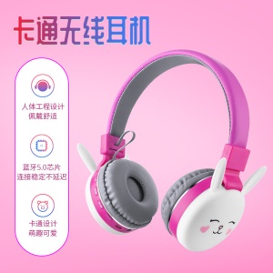 Casque Bluetooth pliable avec dessin animé