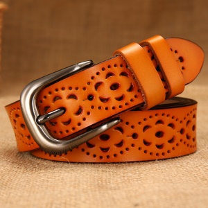 Ceinture en cuir véritable pour femmes avec boucle à aiguille