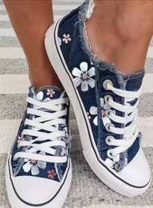 Chaussures casual pour femmes en canvas imprimé fleuri