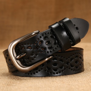Ceinture en cuir véritable pour femmes avec boucle à aiguille
