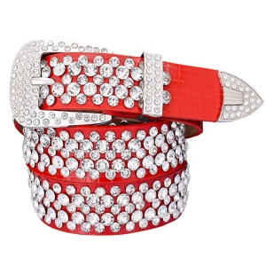 Ceinture en cuir véritable pour femmes avec accessoires aiguille boucle et diamants artificiels