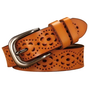 Ceinture en cuir véritable pour femmes avec boucle à aiguille