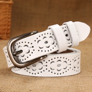 Ceinture en cuir véritable pour femmes avec boucle à aiguille