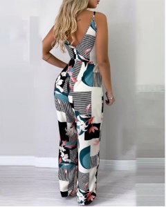 Combinaison pantalon à imprimé floral avec bretelles