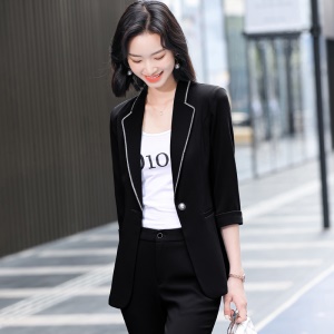 Tailleur de pantalons pour femme (blazer à manches moyennes+pantalon) design simple à la mode