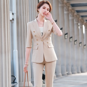 Tailleur de pantalon pour femmes 2 pièces (blazer à manches moyennes + pantalon) Slim Fit