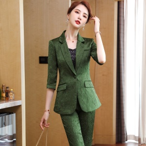 Costumes affaires tailleur femme de 2 pièces (blazer à manches moyennes+ pantalon) Slim Fit