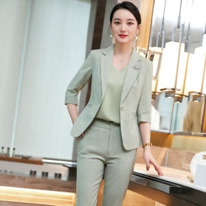 Femmes Casual Costumes 2 pièces (blazer à manches moyennes+pantalon) poches simples
