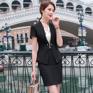 Femme Tailleur de pantalon/jupe set de 2 pcs blazer stylé à manches courtes