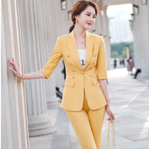 Tailleur de pantalon pour femmes 2 pièces (blazer à manches moyennes + pantalon) Slim Fit