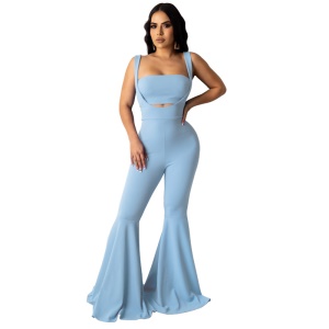 Femme Set de 2 pièces décontractés pantalon évasés