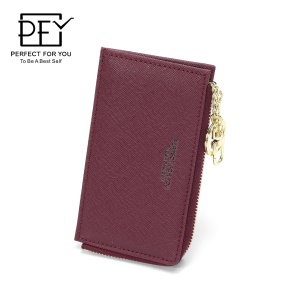 Portefeuille de grande capacité avec porte-clés fermeture éclair Porte-monnaie en cuir