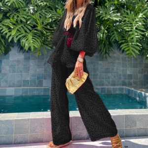 Ensemble deux pièces haut et pantalon décontracté pour femme