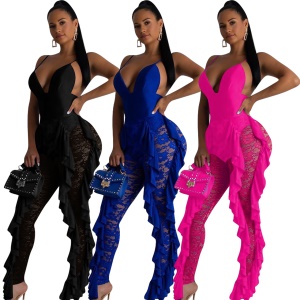 Femme combinaison sexy en dentelle tailleur slim