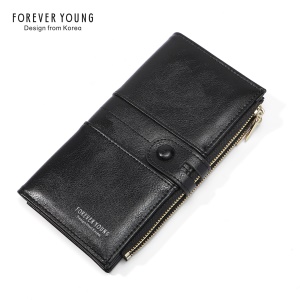 Portefeuille femme grande capacité porte-monnaie et téléphone mobile avec double fermeture à glissière