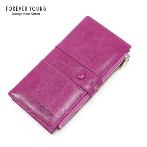 Portefeuille femme grande capacité porte-monnaie et téléphone mobile avec double fermeture à glissière