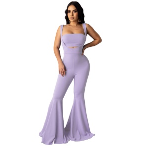 Femme Set de 2 pièces décontractés pantalon évasés
