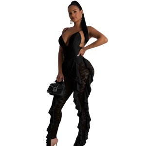 Femme combinaison sexy en dentelle tailleur slim