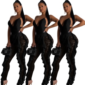 Femme combinaison sexy en dentelle tailleur slim
