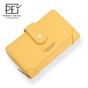 PFY Élégant Dames Portefeuilles Court avec Poche Zippée Multi Slots Porte-Cartes Porte Monnaie pour Femme