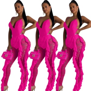 Femme combinaison sexy en dentelle tailleur slim
