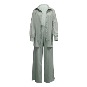 Costume deux pièces pour femmes, chemise décontractée, pantalon large