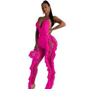 Femme combinaison sexy en dentelle tailleur slim