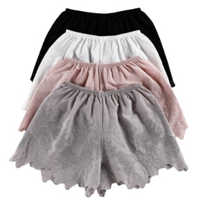 Femmes short de sécurité en coton avec broderie tournesol