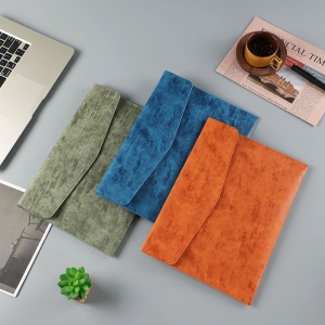 Pochette à documents de grande capacité en cuir artificiel PU avec bouton-pression