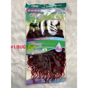 Extension de cheveux 6 pièces en fibre synthétique long cheveux bouclés Deep Wave