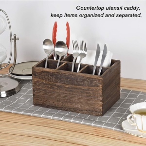 Boîte de rangement en bois pour ustensiles de cuisine