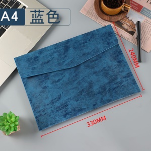Pochette à documents de grande capacité en cuir artificiel PU avec bouton-pression