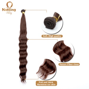 Extension de cheveux marron foncé Cheveux longs bouclés 24 pouces Superwave Fibres de haute température