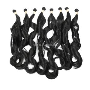 Extension de cheveux en fibre synthétique 24 pouces cheveux noir lot de 8pcs