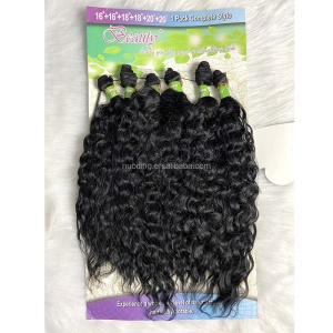 Extension de cheveux 6 pièces en fibre synthétique long cheveux bouclés Deep Wave