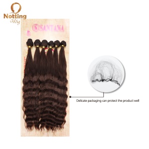 Extension de cheveux marron foncé Cheveux longs bouclés 24 pouces Superwave Fibres de haute température