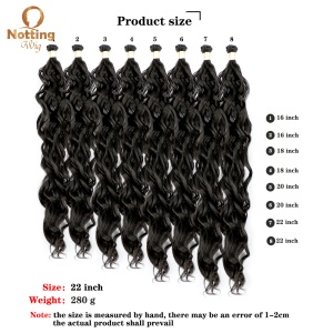 Mèches noirs en fibre de haute température 22 pouces cheveux ondulé