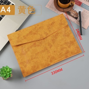 Pochette à documents de grande capacité en cuir artificiel PU avec bouton-pression