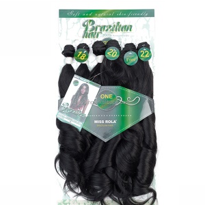 Mèches en fibre synthétiques de haute qualité lot de 6pcs avec trois longueurs cheveux ondulé Body Wave