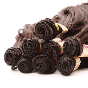 Extension de cheveux en fibre synthétique lot de 9pcs cheveux marron bouclés avec multi-tailles