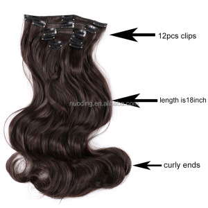 Extensions capillaires  en fibre synthétique haute température 18 pouces 12 clips